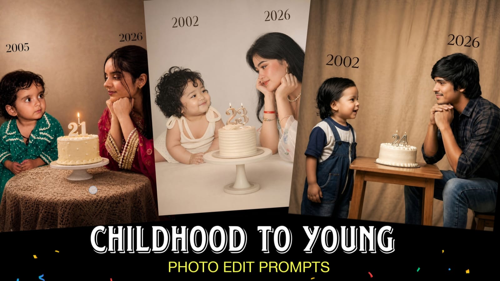 Childhood to Young Adult AI Photo Editing Prompts